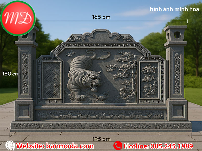 cuốn thư đá hình hổ ngọa sơn - mẫu cuốn thư phong thủy