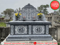 mộ đá đôi đen nguyên khối - mẫu mộ đá đôi truyền thống