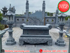 bàn thờ đá lăng mộ truyền thống - mẫu bàn thờ chạm hoa văn rồng