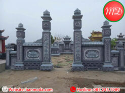 cổng đá xanh tự nhiên - mẫu cổng đá tam quan tứ trụ