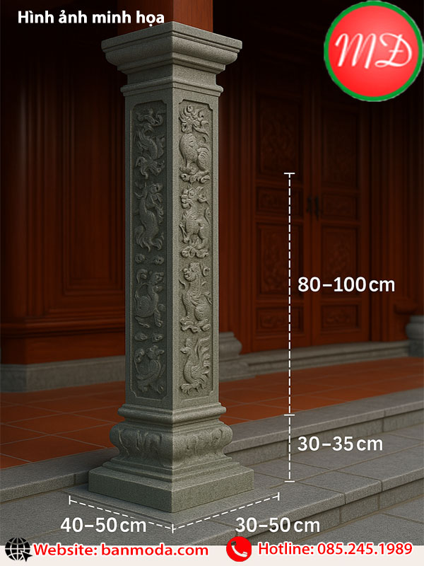 cột đá chạm tứ linh - mẫu cột đá nhà thờ họ cột đá chạm tứ linh - mẫu cột đá nhà thờ họ