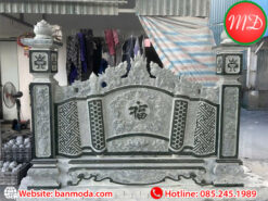 cuốn thư đá chạm chữ phúc kèm đôi trụ biểu sen nhà thờ họ