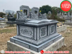 mộ đá đôi nguyên khối - mẫu mộ đá xanh đen